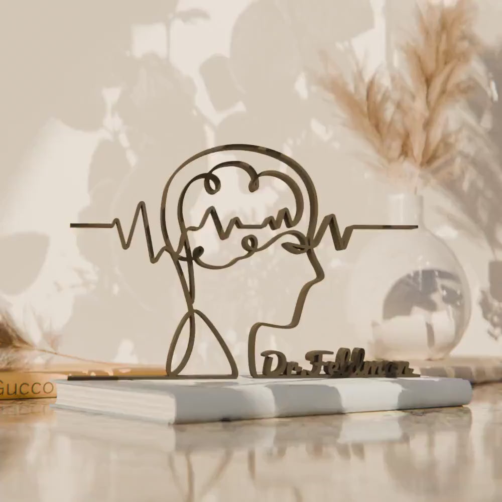 Personalized Neurologist Figure - Minimalist Line Art Sculpture