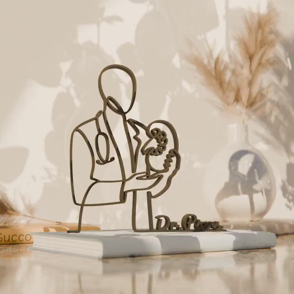 Personalized Nephrologist Figure - Minimalist Line Art Sculpture