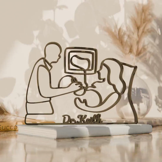 Personalized Gynecologist Figure - Minimalist Line Art Sculpture