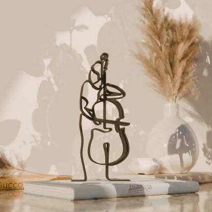 Female Contrabass Player - Customized Line Art Figure