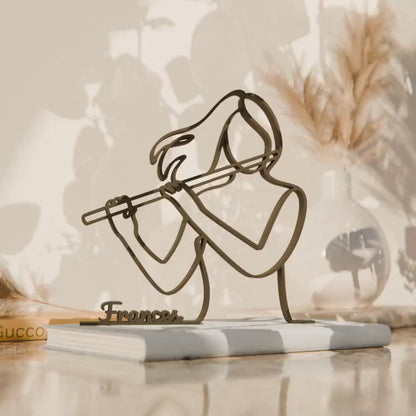 Female Flute Player - Customized Line Art Figure