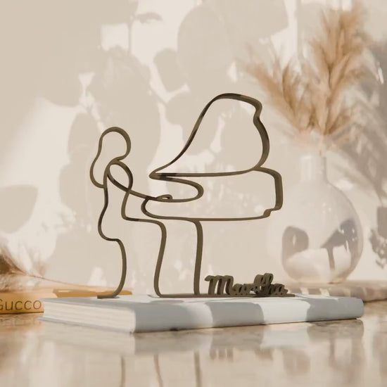 Female Pianist - Customized Line Art Figure