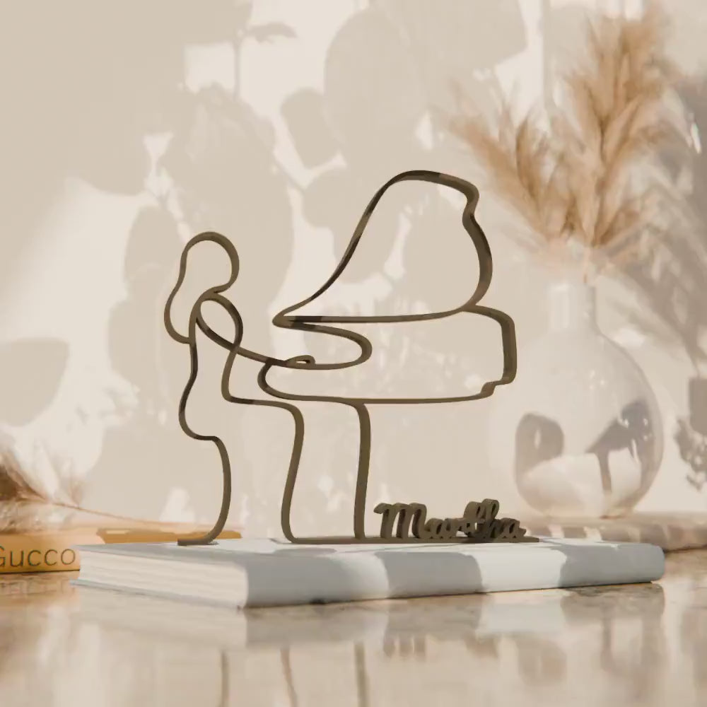 Female Pianist - Customized Line Art Figure