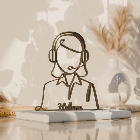 Personalized Customer Service Representative Figure - Minimalist Line Art Sculpture
