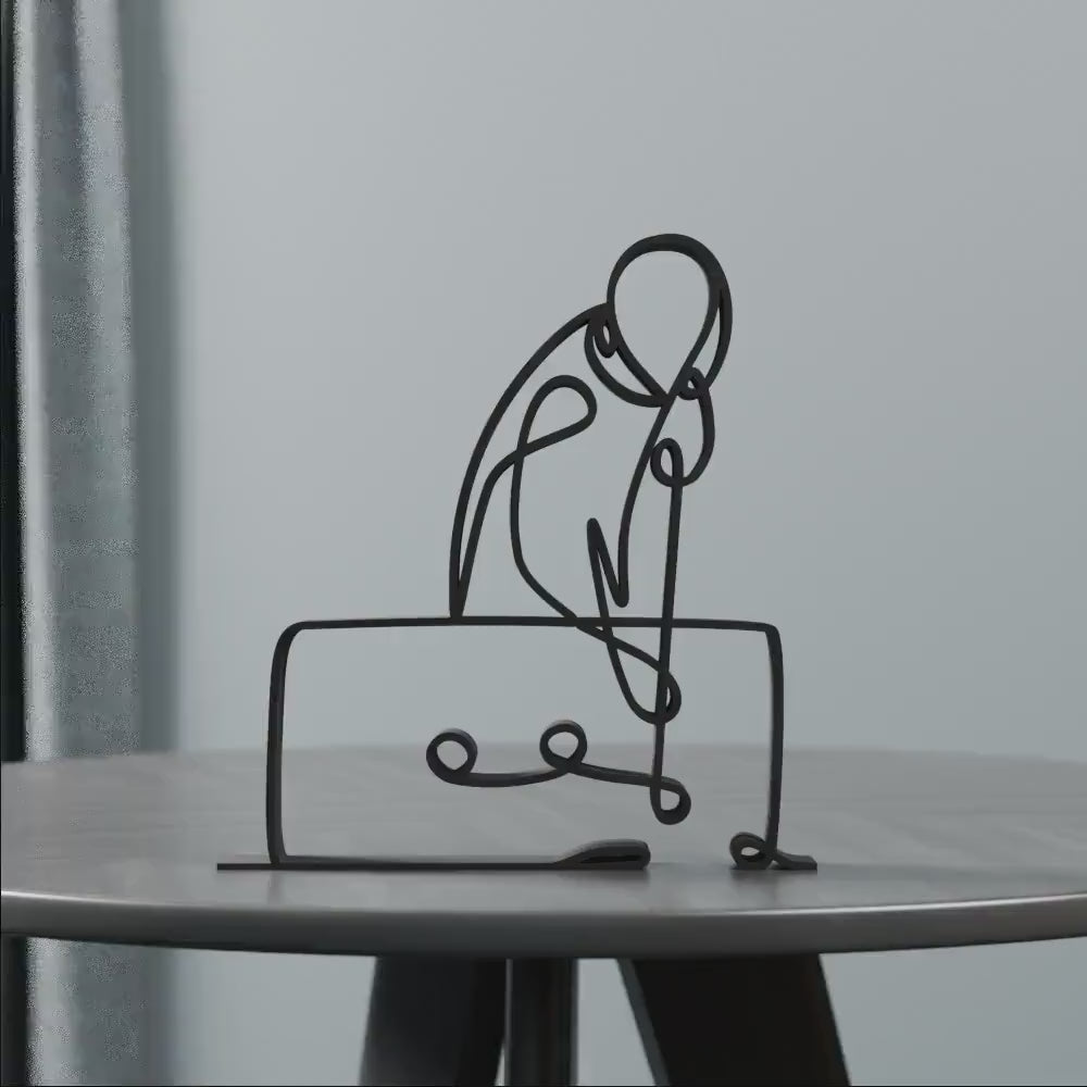 Pool Player - Customized Line Art Figure