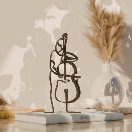 Female Contrabass Player - Customized Line Art Figure