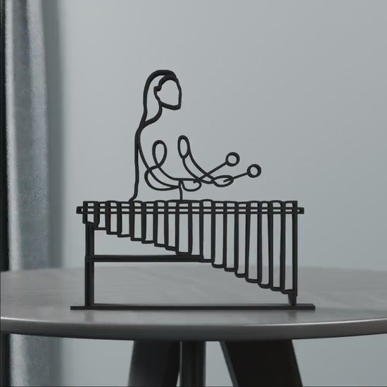 Female Marimba Player - Customized Line Art Figure