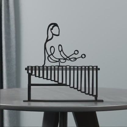 Female Marimba Player - Customized Line Art Figure