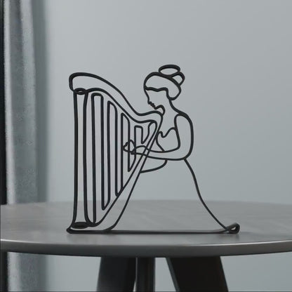 Harp Player - Customized Line Art Figure