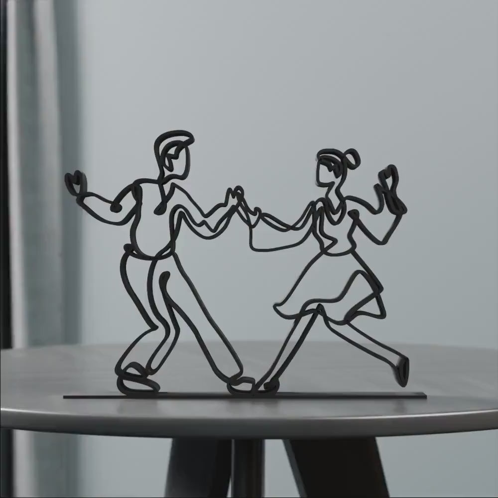 Lindy Hop Dancers - Customized Line Art Figure