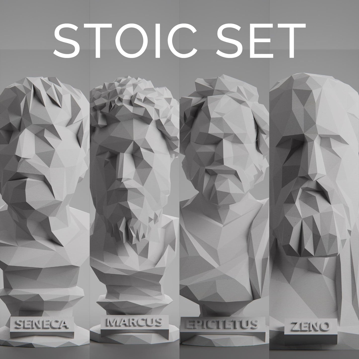 Anatolian Gift BoxStoic Set, Low Poly Bust, Greek Stoic Philosopher Sculpture, Stoic Sculpture, 3D Printed Gift, Home Decor, Office Decor