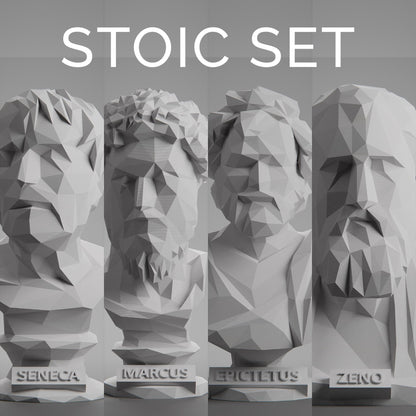 Anatolian Gift BoxStoic Set, Low Poly Bust, Greek Stoic Philosopher Sculpture, Stoic Sculpture, 3D Printed Gift, Home Decor, Office Decor